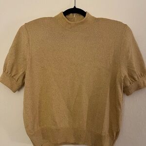 St. John Basic Gold Short Sleeve Sweater and a skirt
